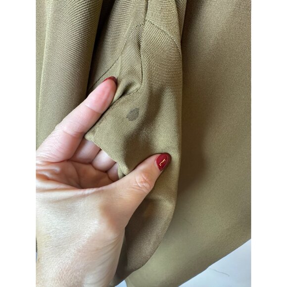Lafayette 148 Pants Women XL Tan Khaki Silk Elastic Waist Wide‎ Leg Trousers - Picture 7 of 9